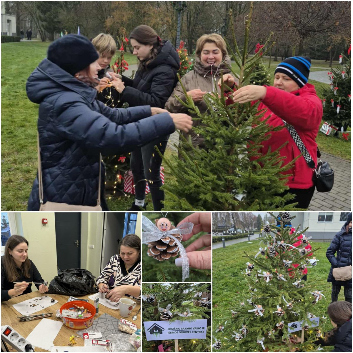 Centro eglutės puošimas alėjoje