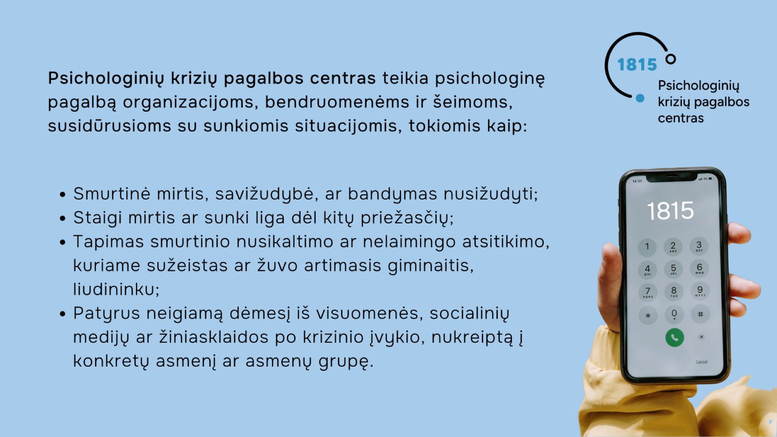 Psichologinių krizių pagalbos centro informacija